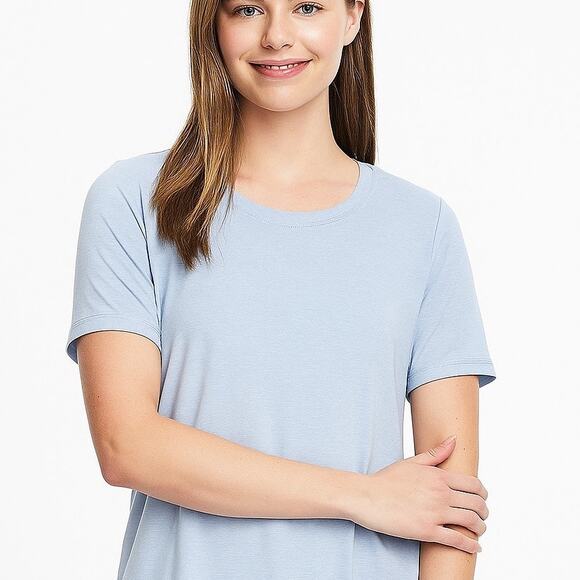 Skechers Go Walk Short Sleeve Tunic Hi Low Blue Top Medium Top Blue Lightweight - Picture 1 of 15